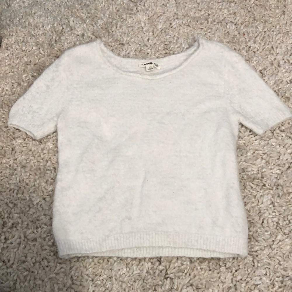 White fuzzy crop top